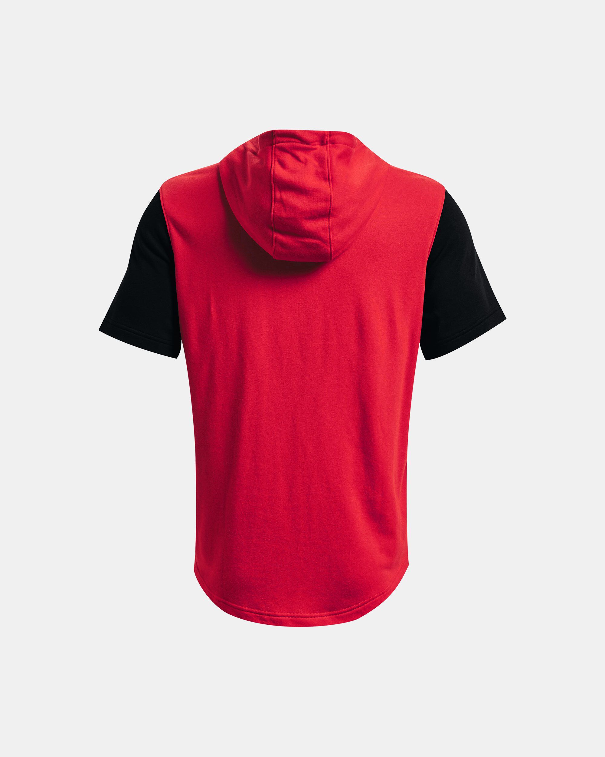 Red short discount sleeve hoodie