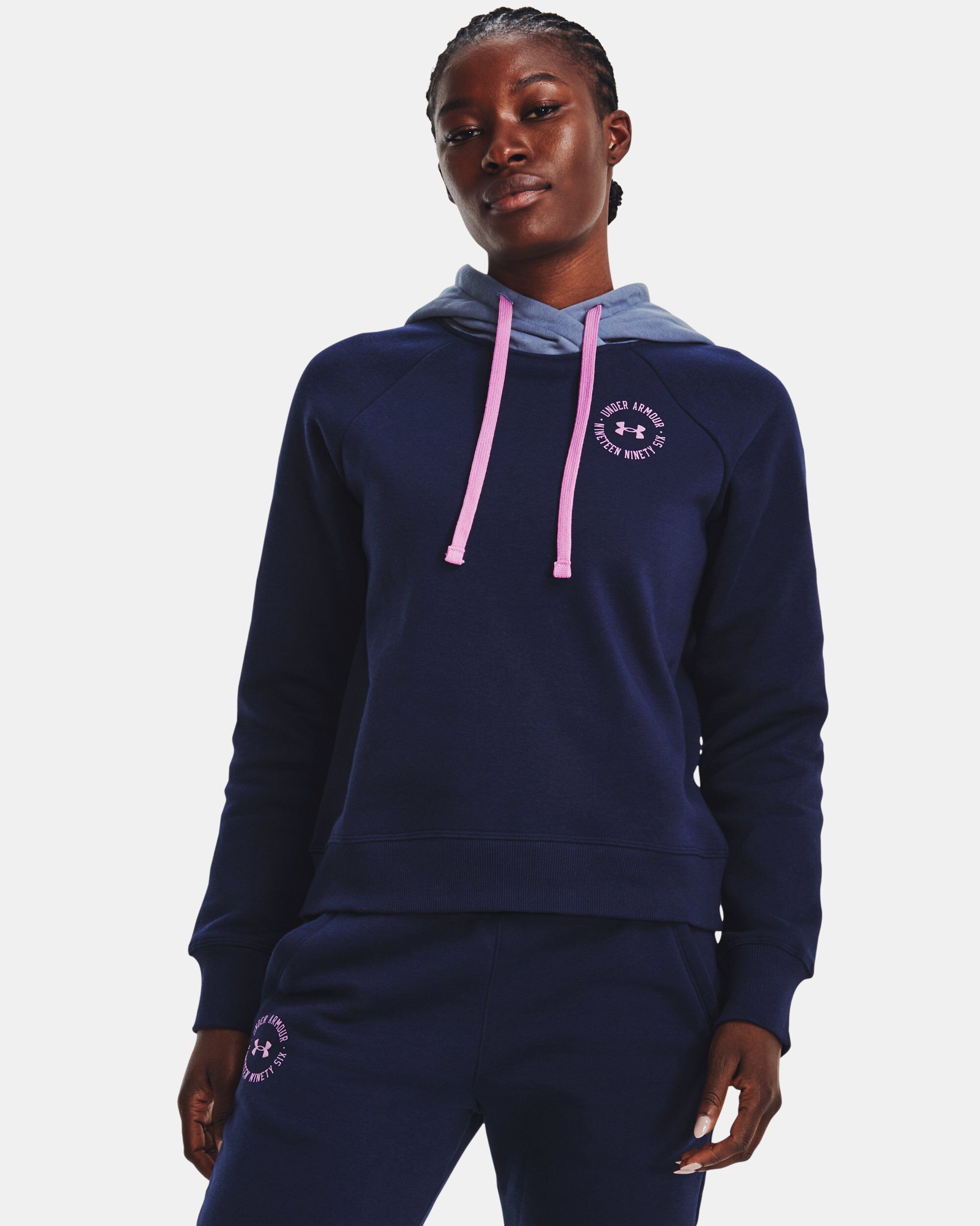 Under armour women's rival outlet fleece graphic colorblock hoodi