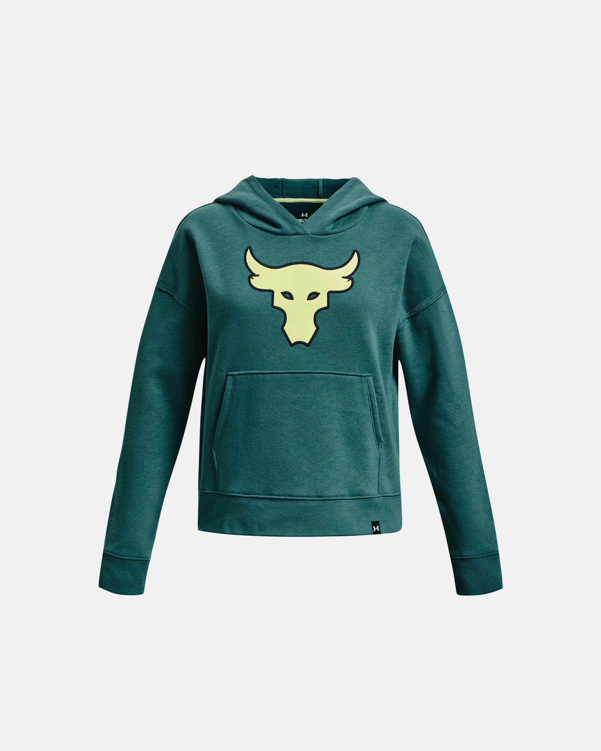 Buy Girls Project Rock Heavyweight Terry Brahma Bull Hoodie Green in KSA Under Armour