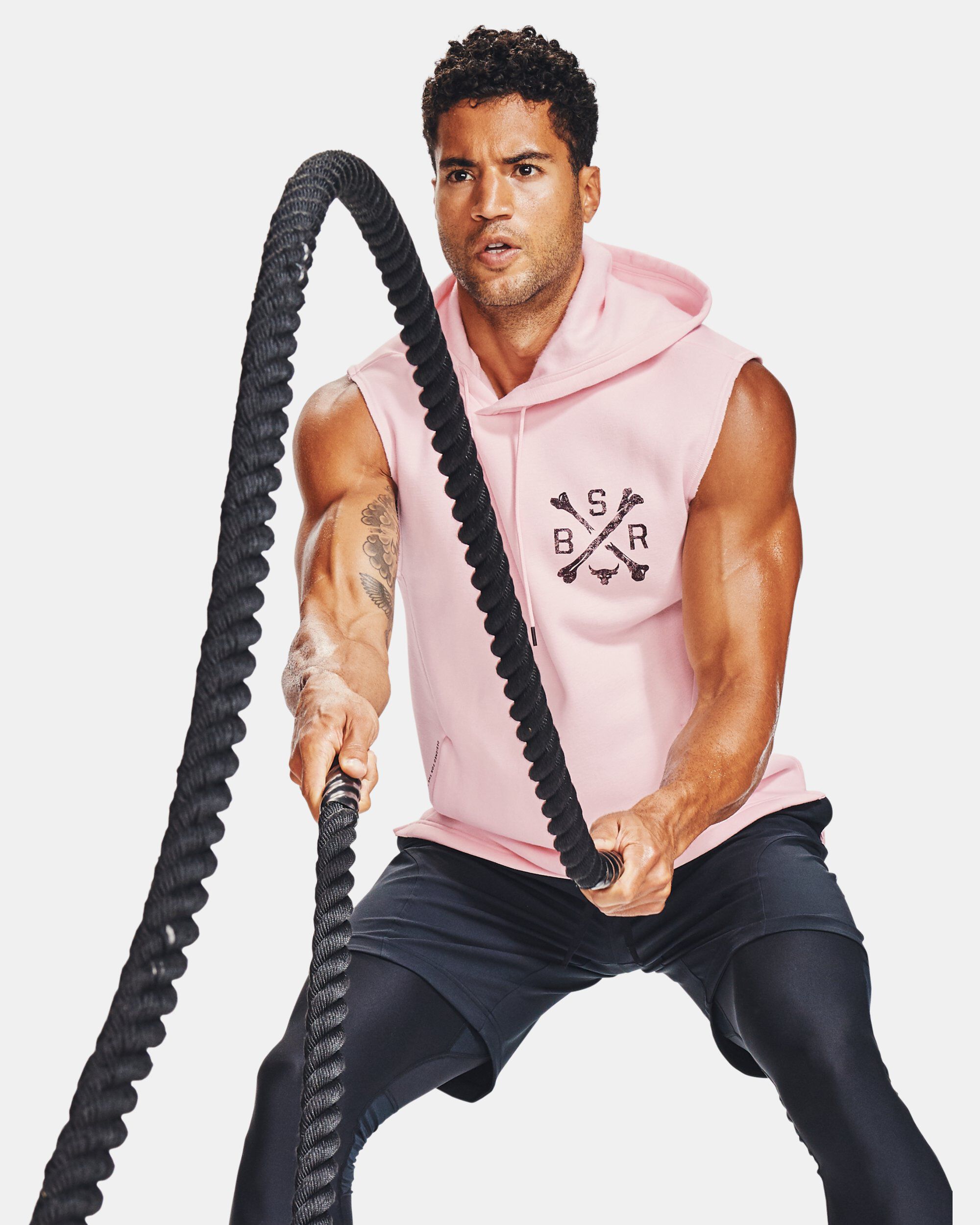 Project rock sleeveless hoodie pink best sale