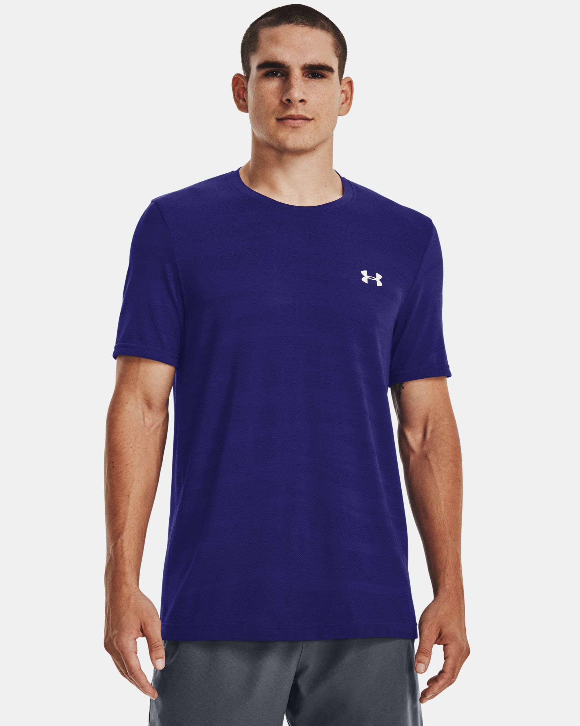 Under Armour Men s UA Seamless Wave Short Sleeve Blue in KSA