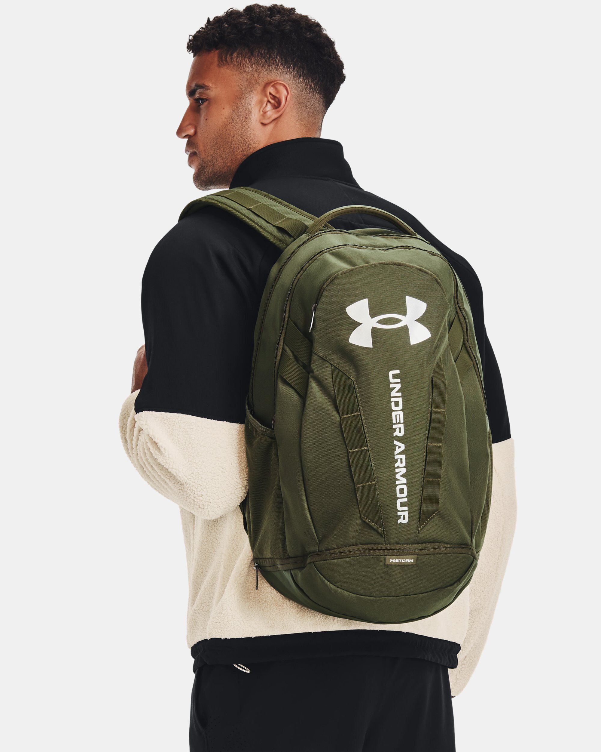 Under armour hustle backpack hyper green sales
