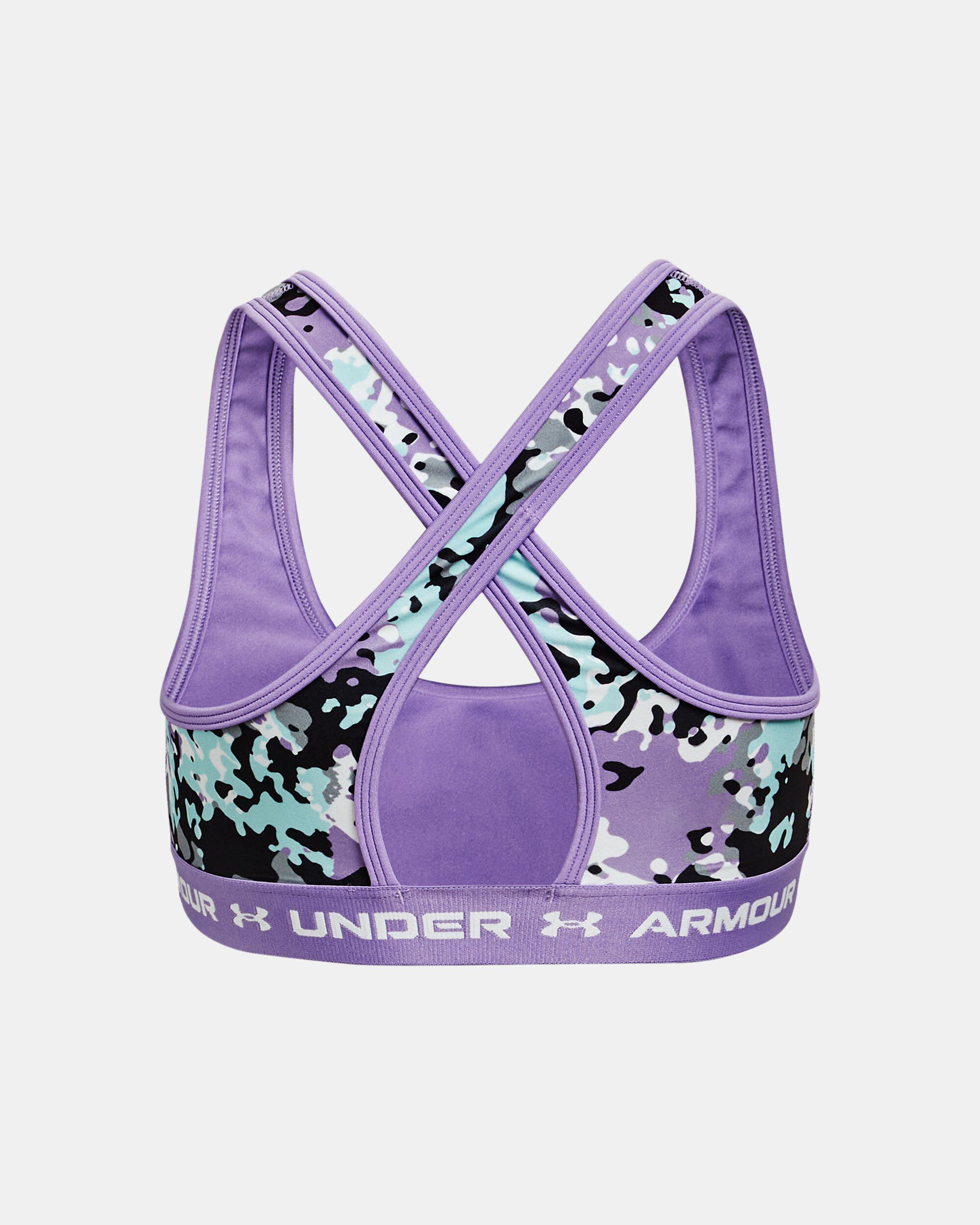Under Armour Girls UA Crossback Printed Sports Bra Purple in KSA