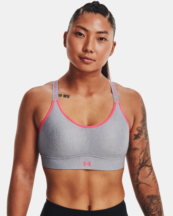 Women's UA Infinity Mid Heather Cover Sports Bra image number 8