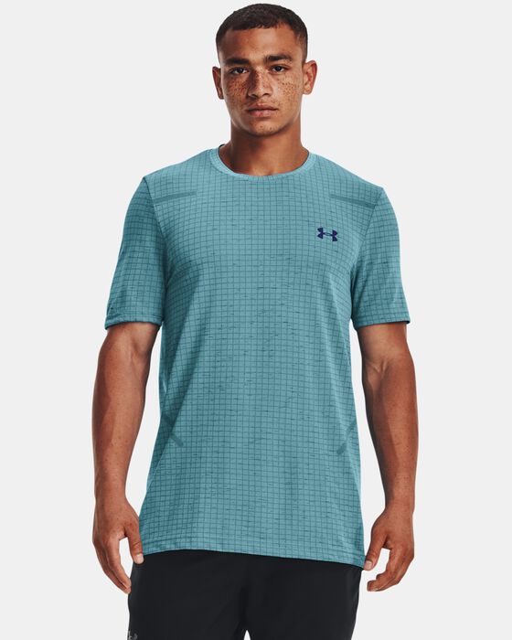 T-Shirt Under Armour Seamless Grid - Sonar Blue/Gray Mist - men´s 