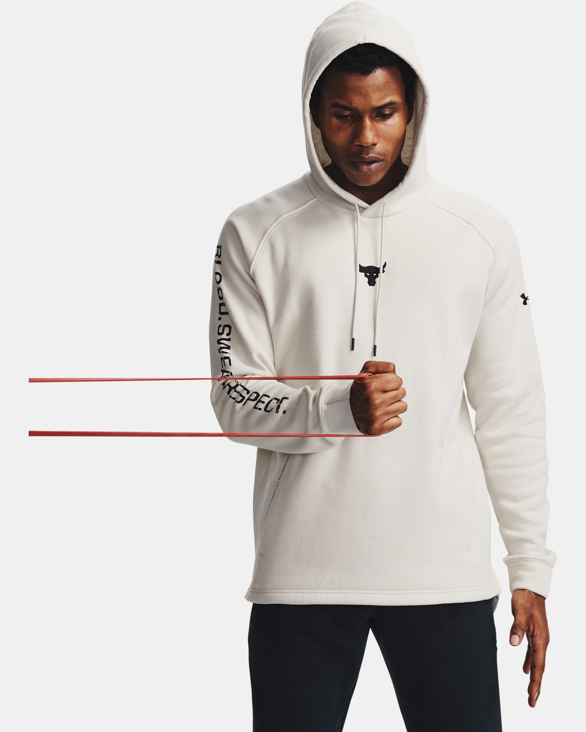 Under Armour Men s Project Rock Charged Cotton Hoodie White in KSA