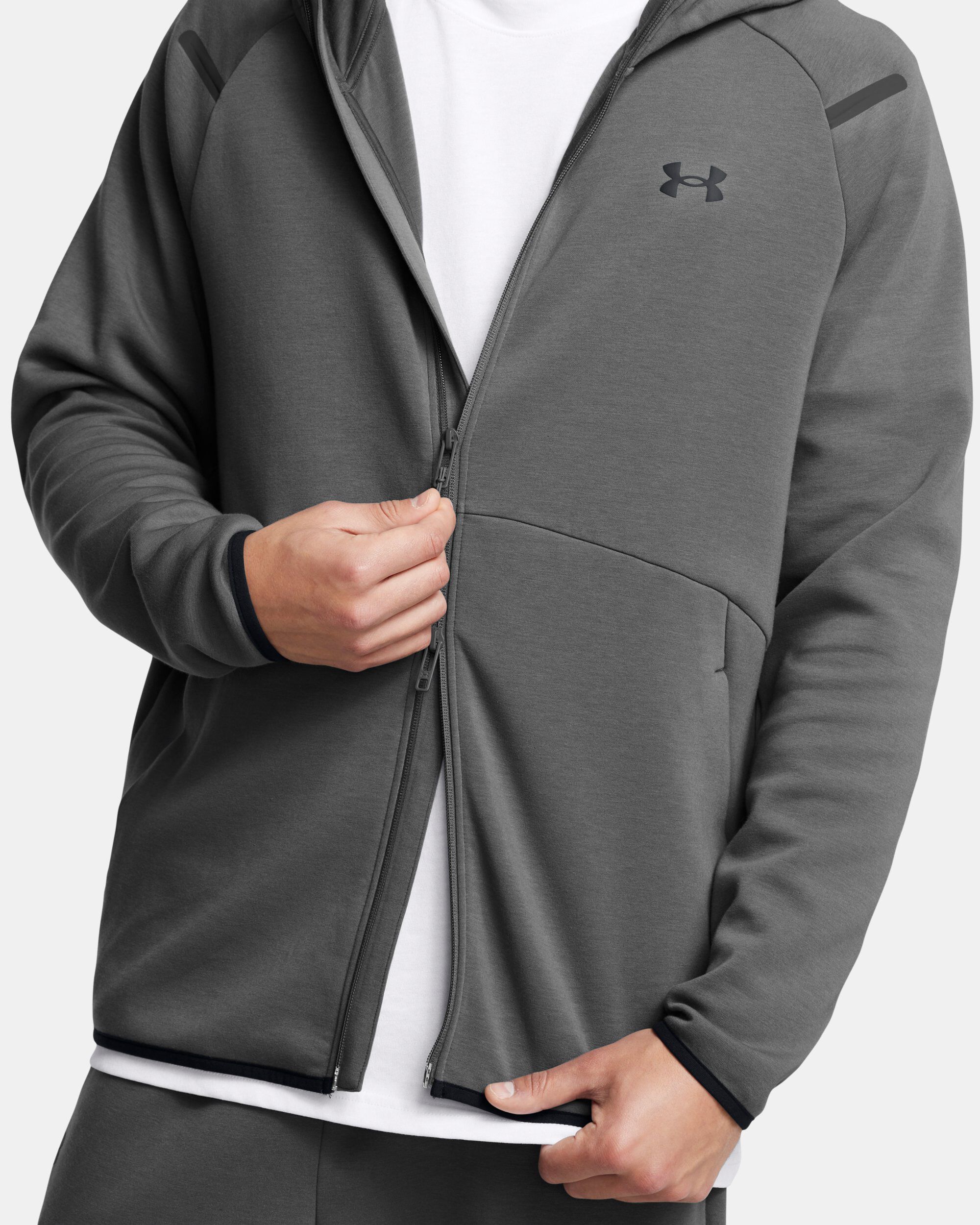 Buy Men s UA Unstoppable Fleece Full Zip Hoodie Grey in KSA Under Armour