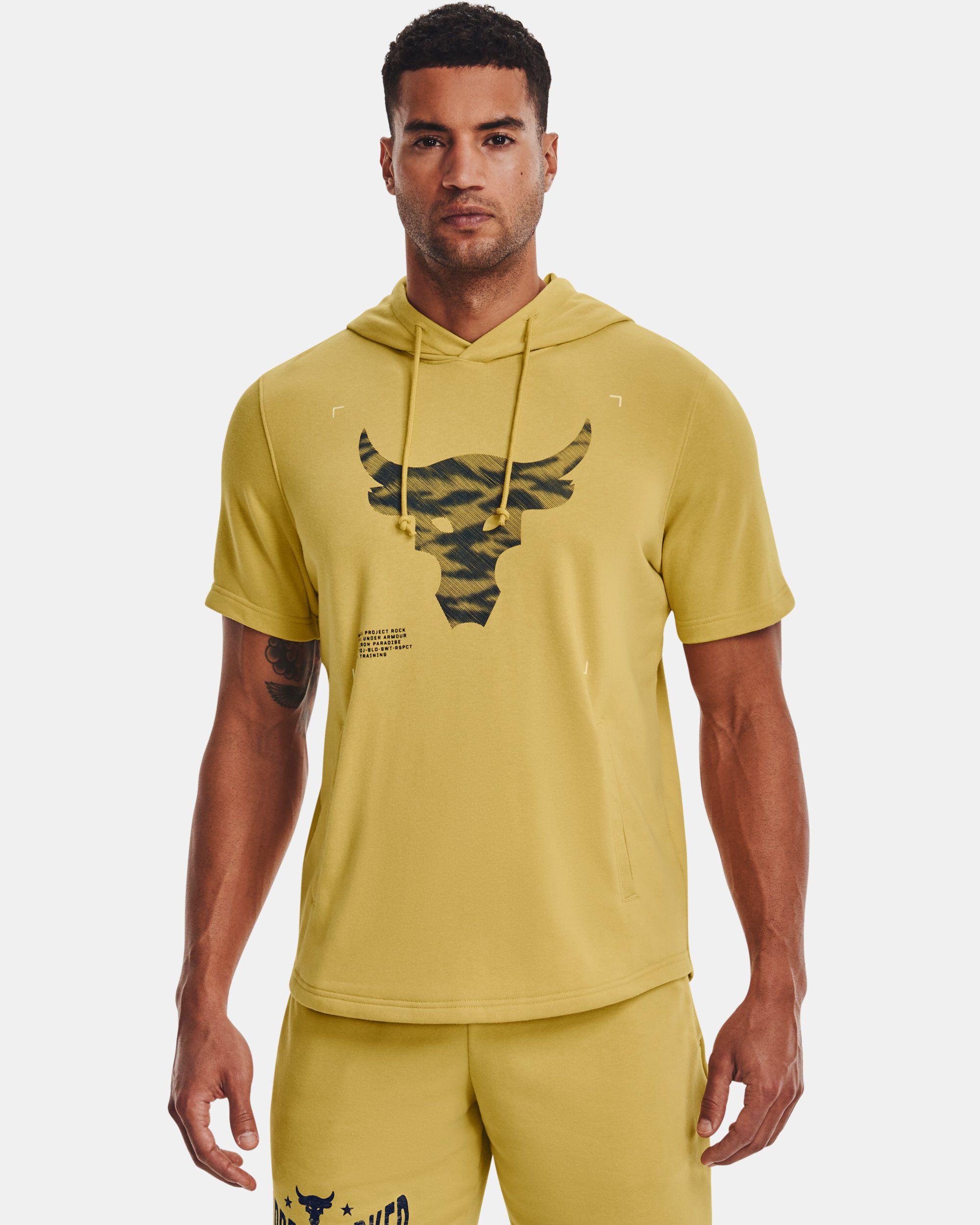 Under armour men's project rock respect graphic short sleeve hoodie store
