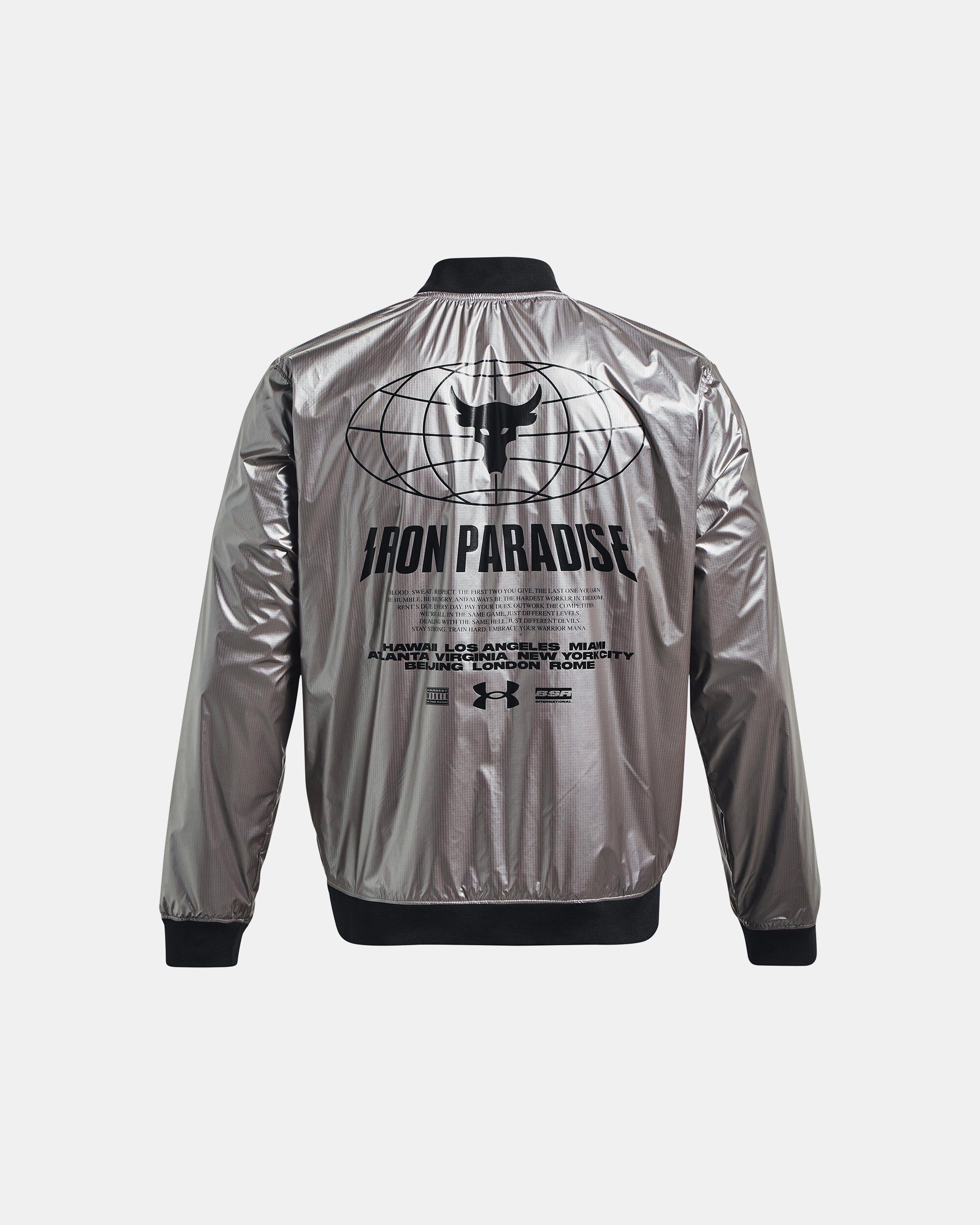 Buy Men s Project Rock Disrupt Bomber Jacket Grey in KSA Under Armour