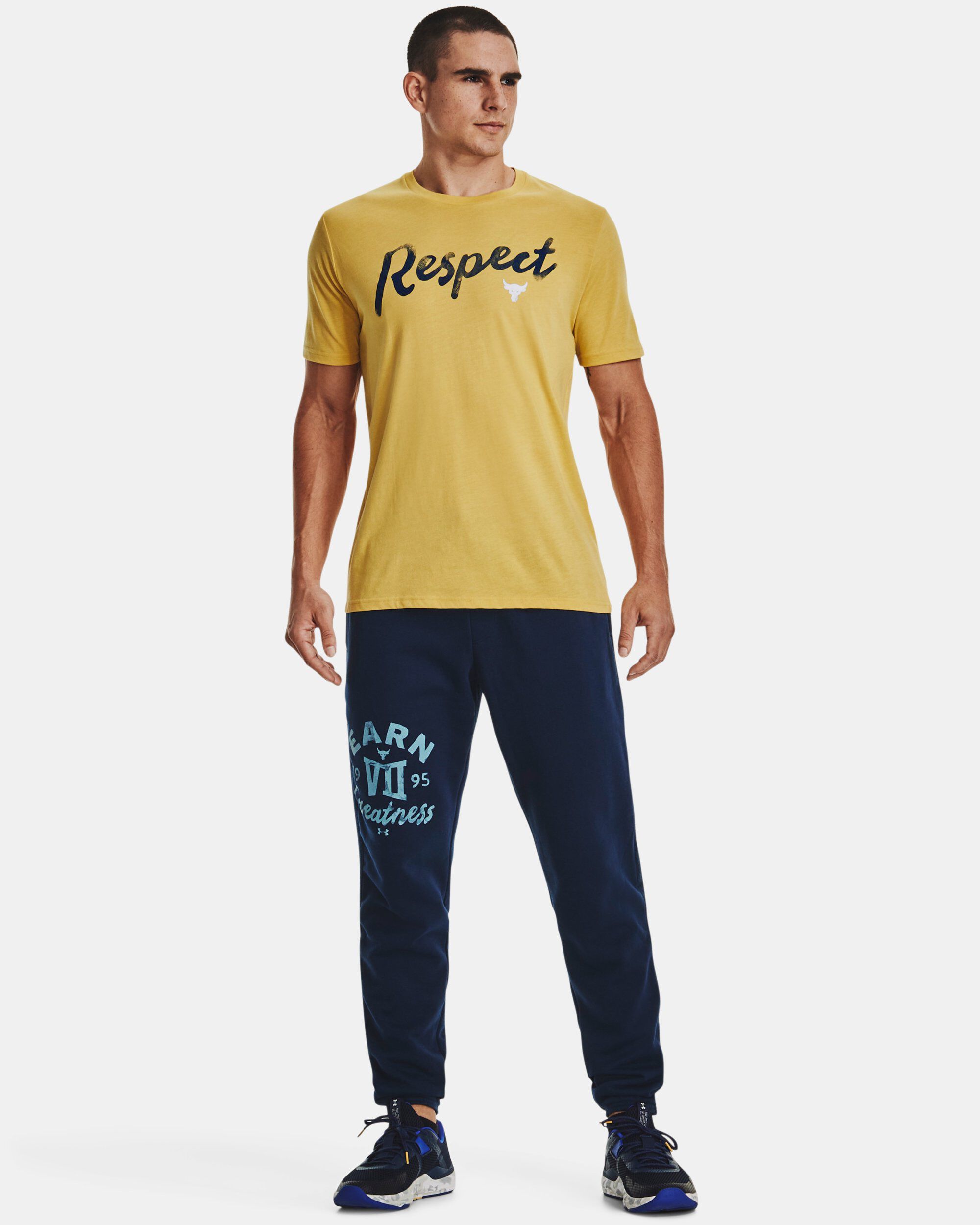 Under Armour Men s Project Rock Respect Short Sleeve Yellow in KSA