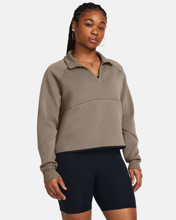 Women's UA Unstoppable Fleece Rugby Crop image number 0