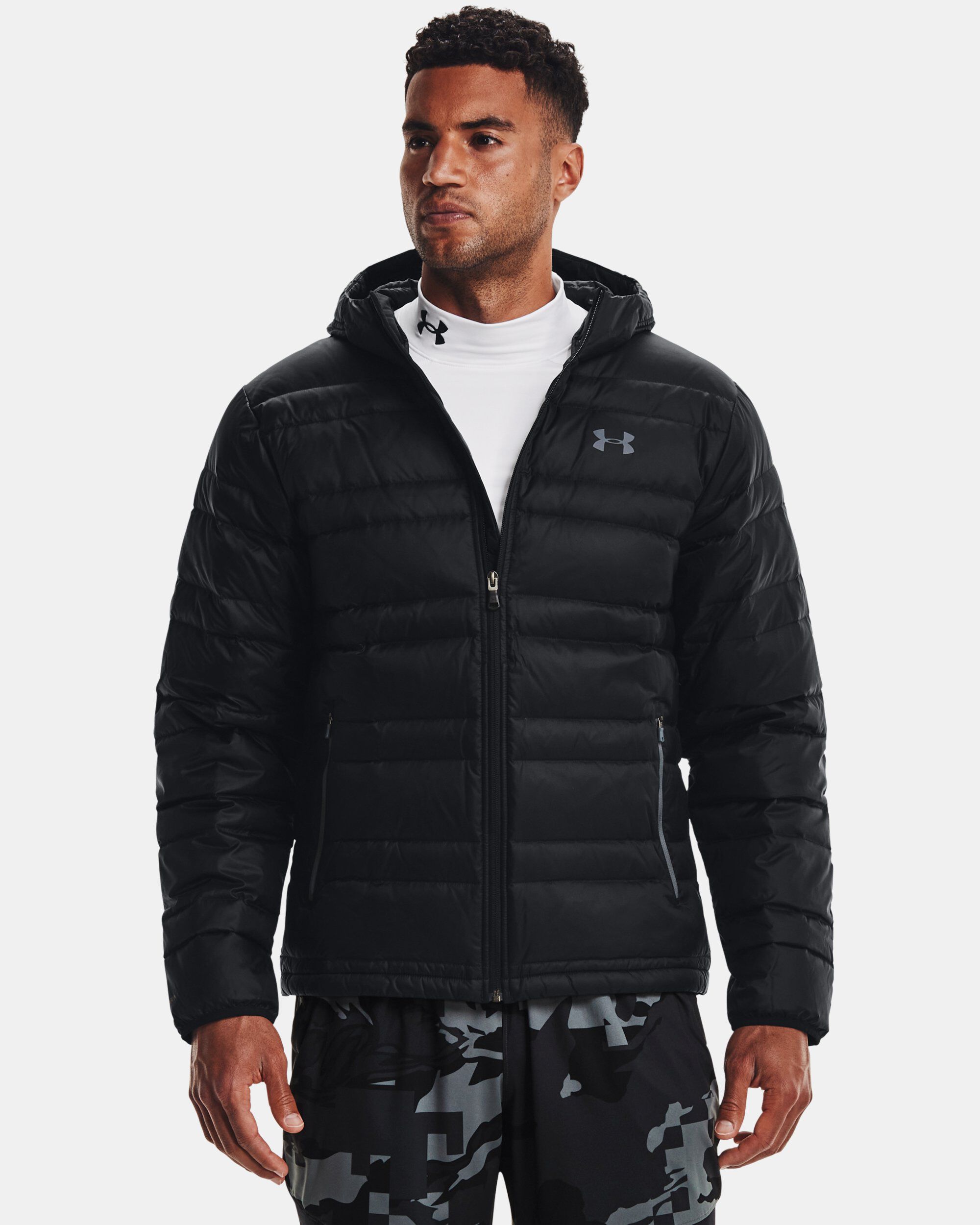 Under armour down hooded jacket hot sale