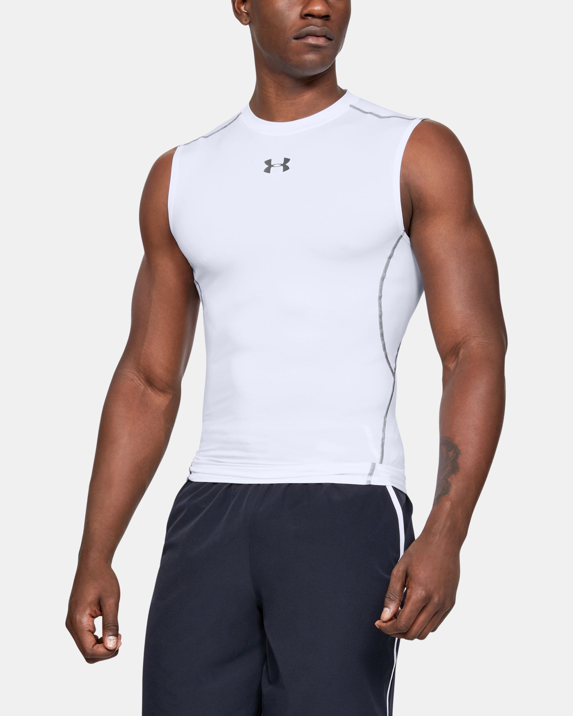 Mens Under Armour Sleeveless Compression Shirt In Black Compression Cut 