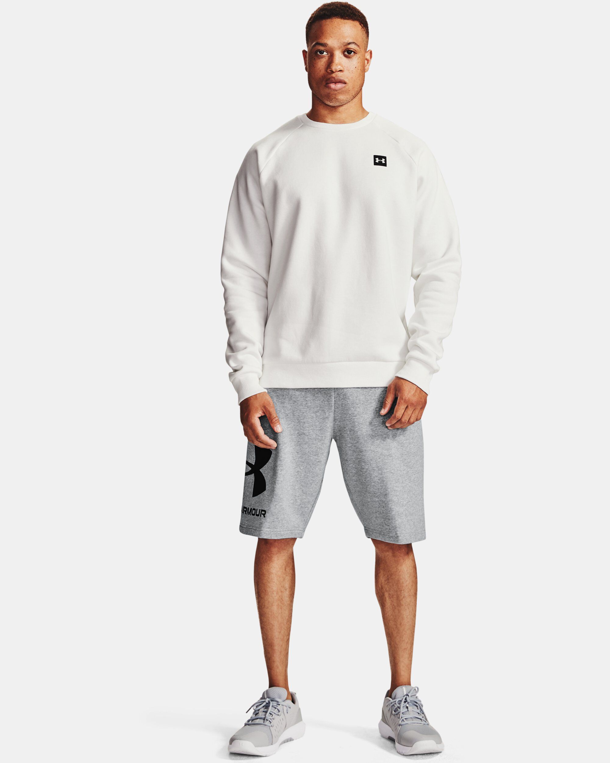 Under Armour Men s UA Rival Fleece Big Logo Shorts Grey in KSA