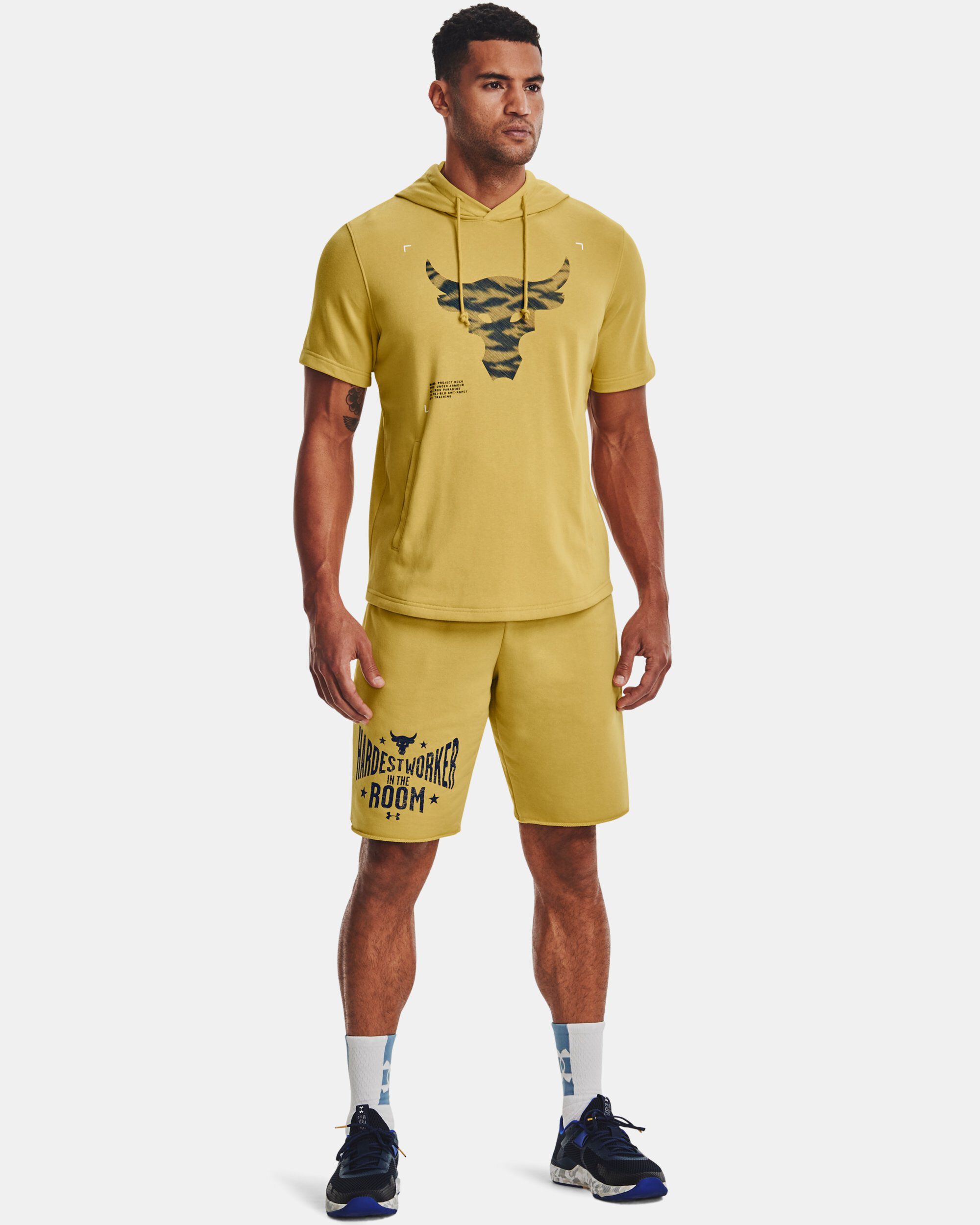 Buy Men s Project Rock Terry Short Sleeve Hoodie Yellow in KSA Under Armour