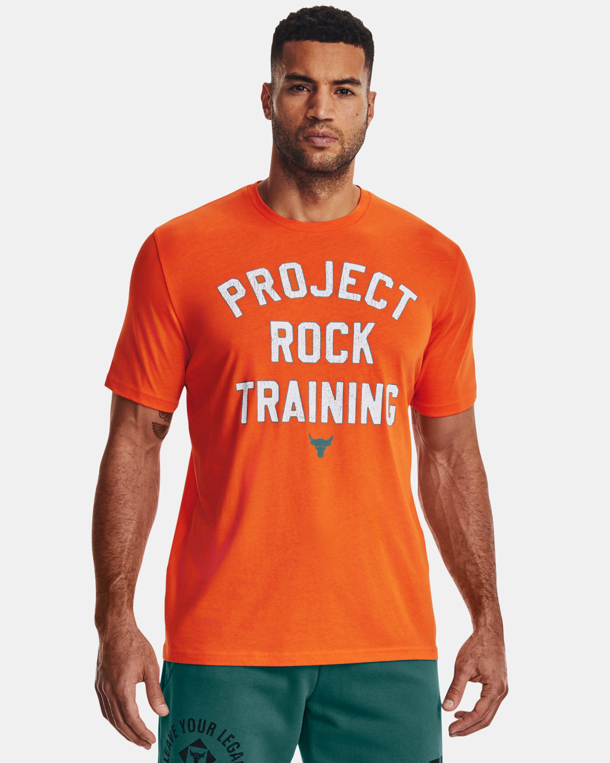 Under Armour Men s Project Rock Training Short Sleeve Orange in KSA
