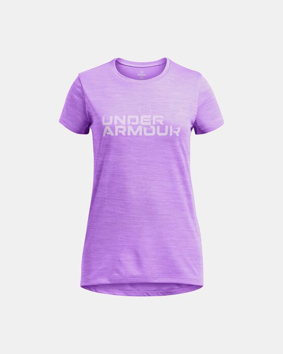 Girls' UA Tech™ Twist Wordmark Logo Short Sleeve image number 0