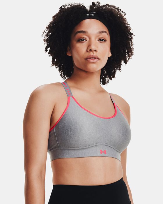 Women's UA Infinity Mid Heather Cover Sports Bra image number 2