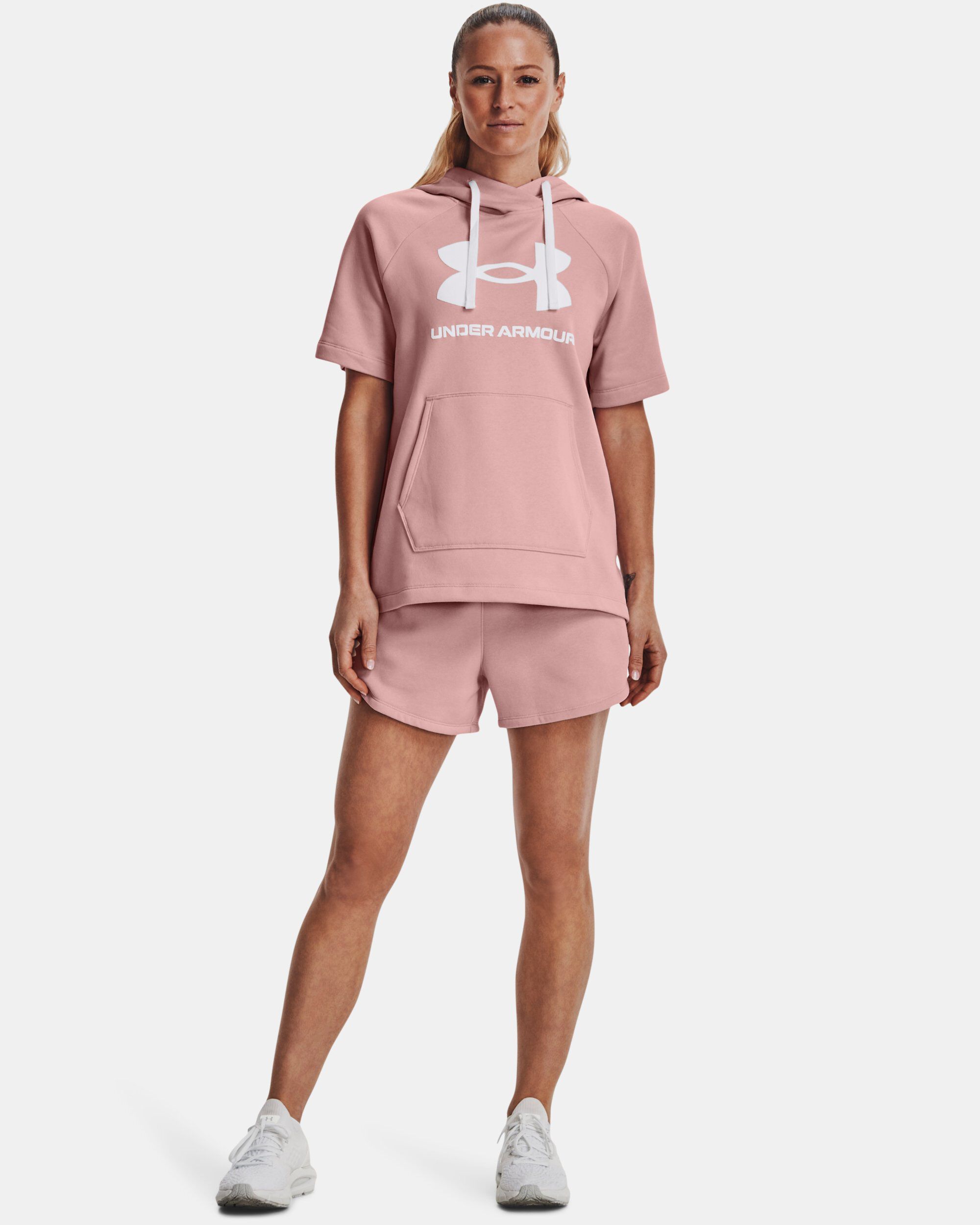 Under armour short sales sleeve hoodie womens