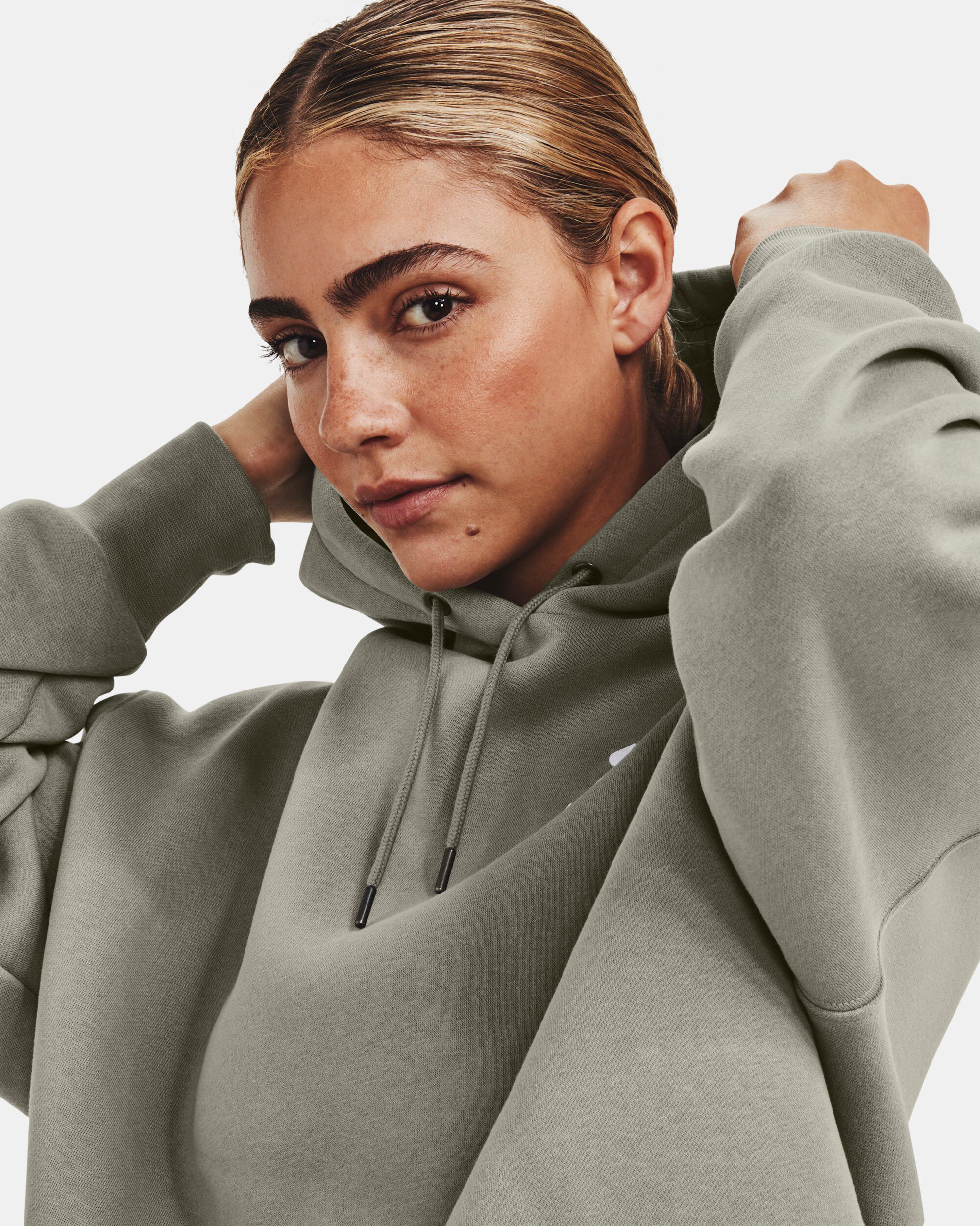 Nike plus mini swoosh oversized hoodie hotsell in oatmeal