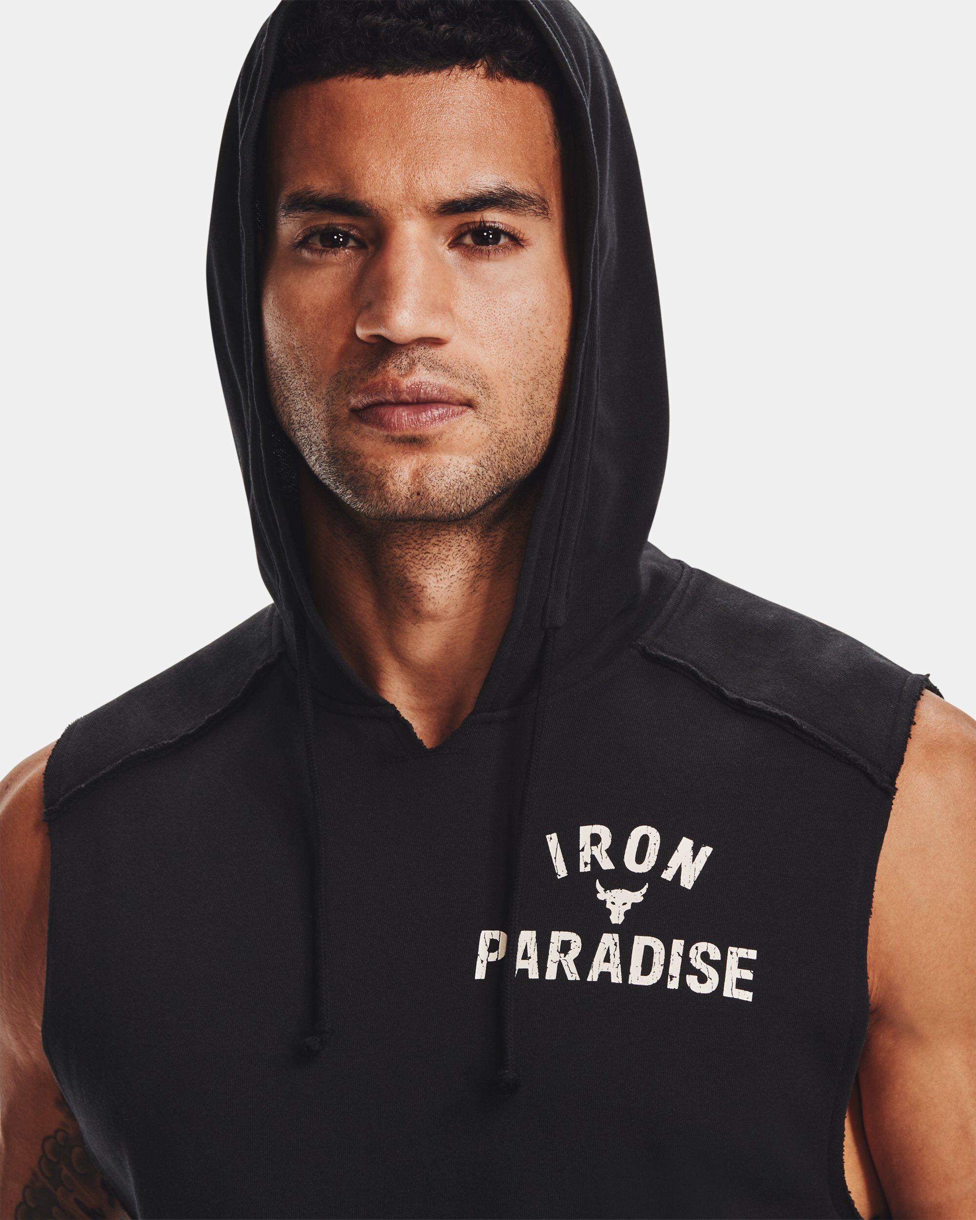 iron paradise cut off hoodie