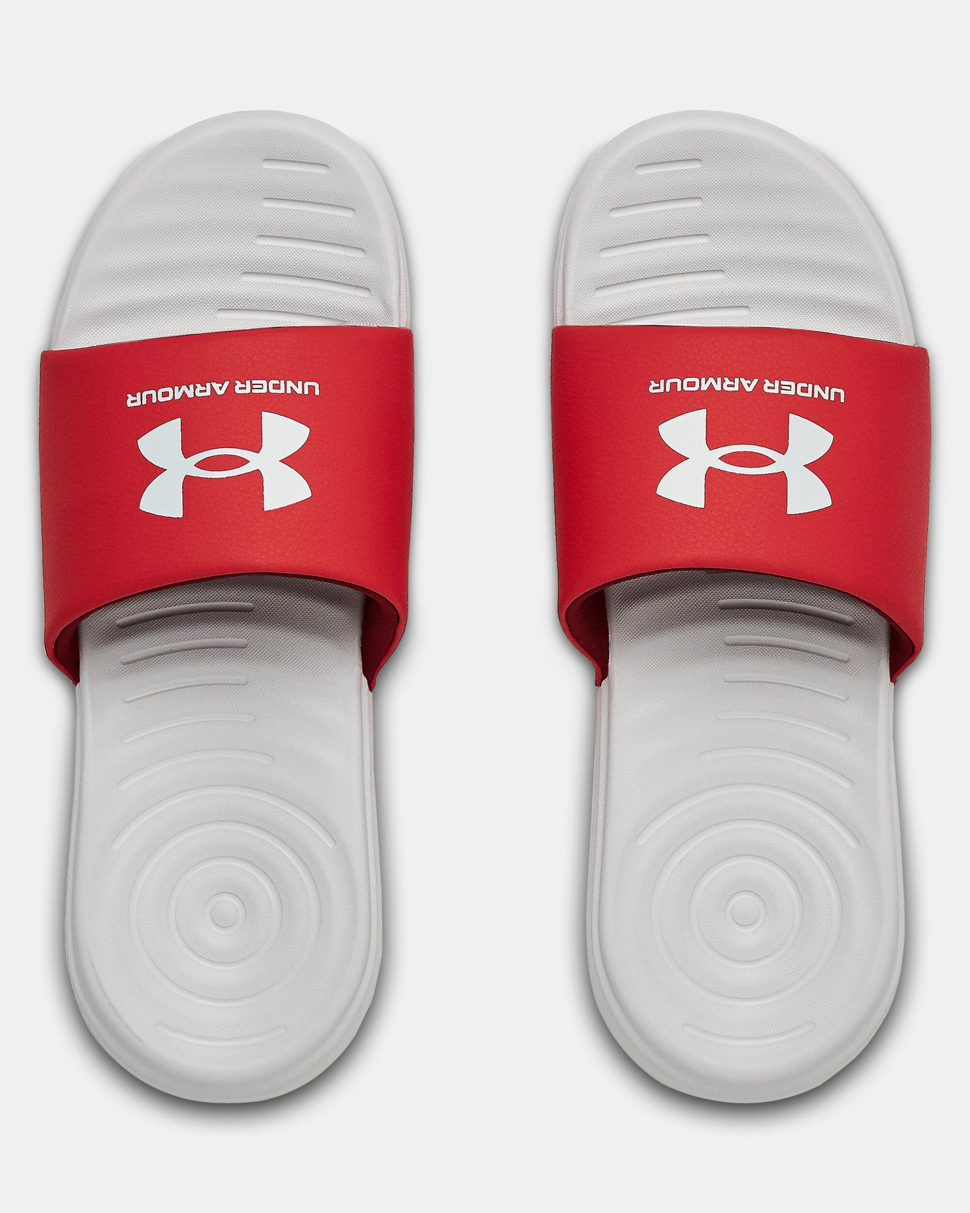 Red under armour slides store