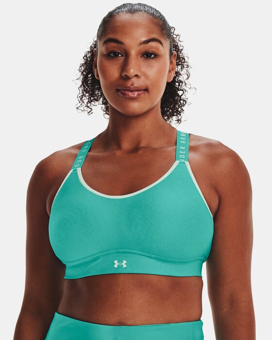 Women's UA Infinity Mid Heather Cover Sports Bra image number 3