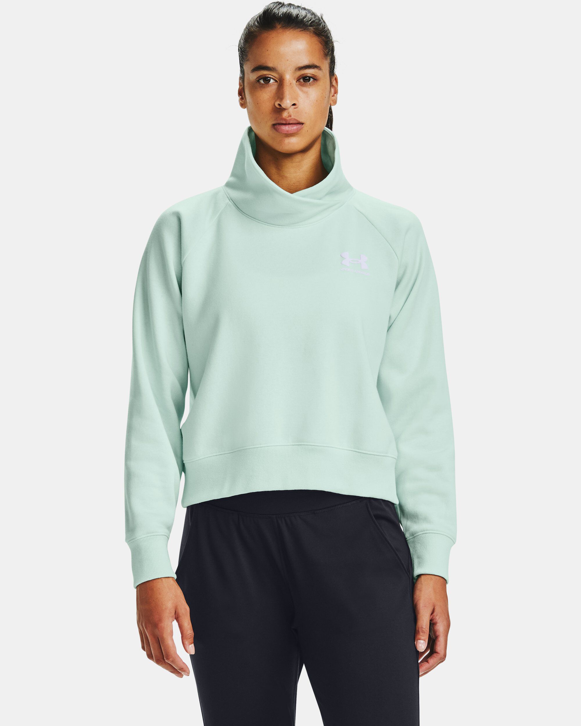 Under armour women's rival hot sale fleece wrap neck pullover sweatshir