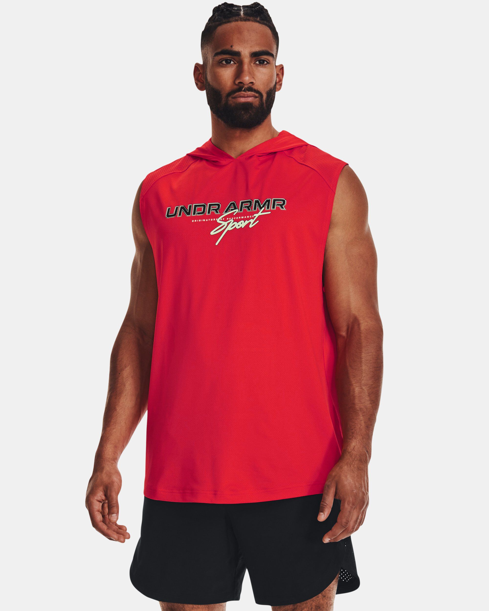 Under Armour Men s UA Mesh Sport Sleeveless Hoodie Red in KSA