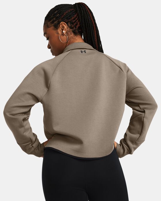 Women's UA Unstoppable Fleece Rugby Crop image number 1