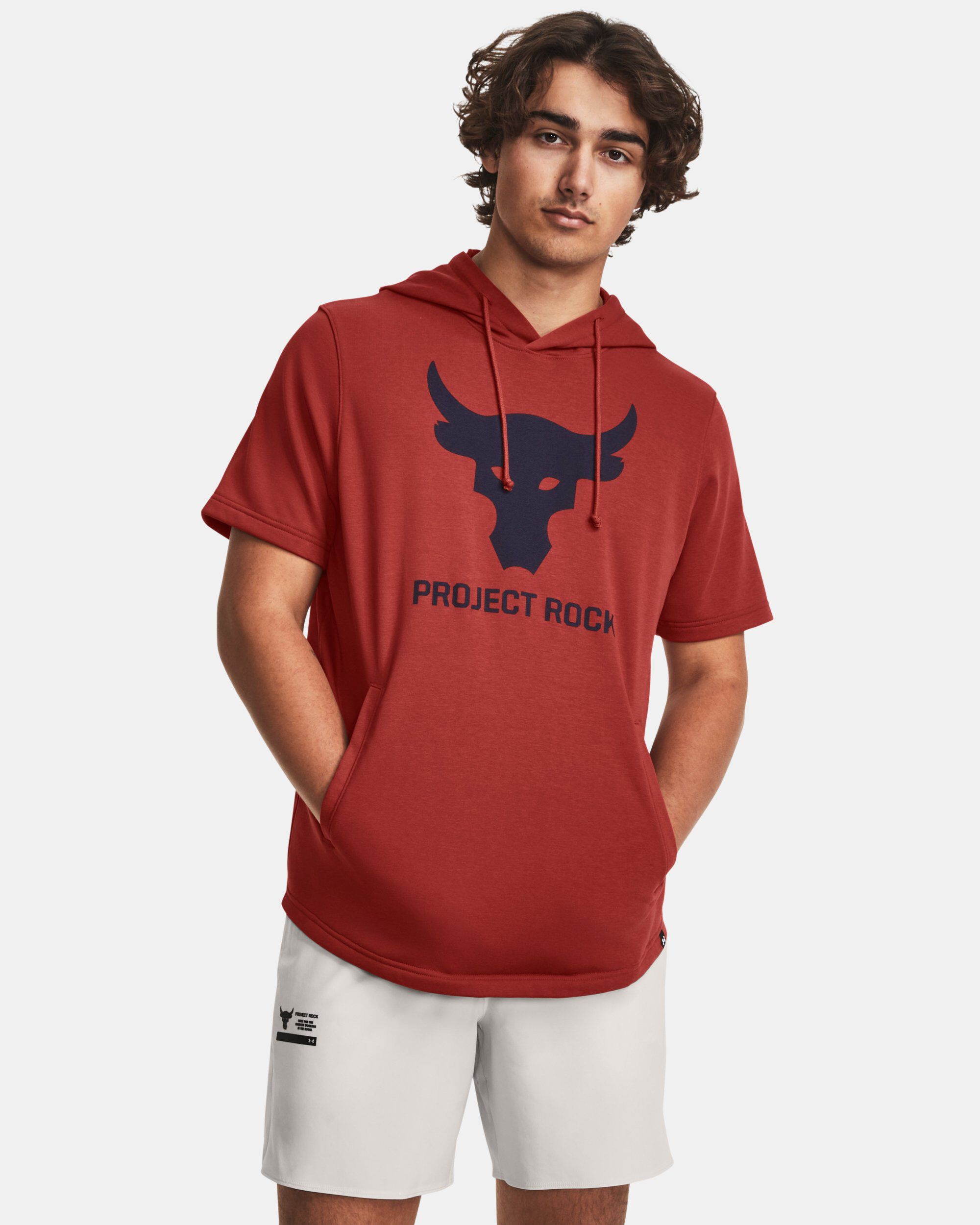 Under Armour Men s Project Rock Terry Short Sleeve Hoodie Red in KSA