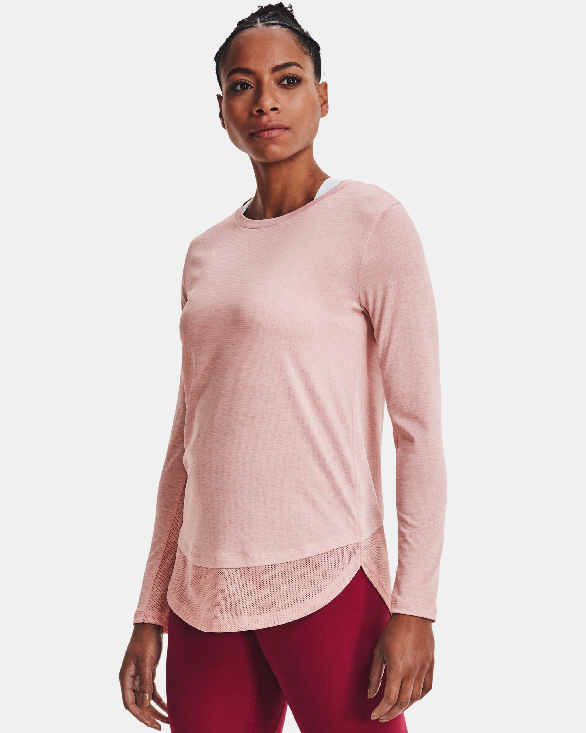 Pink long sleeve under armour on sale
