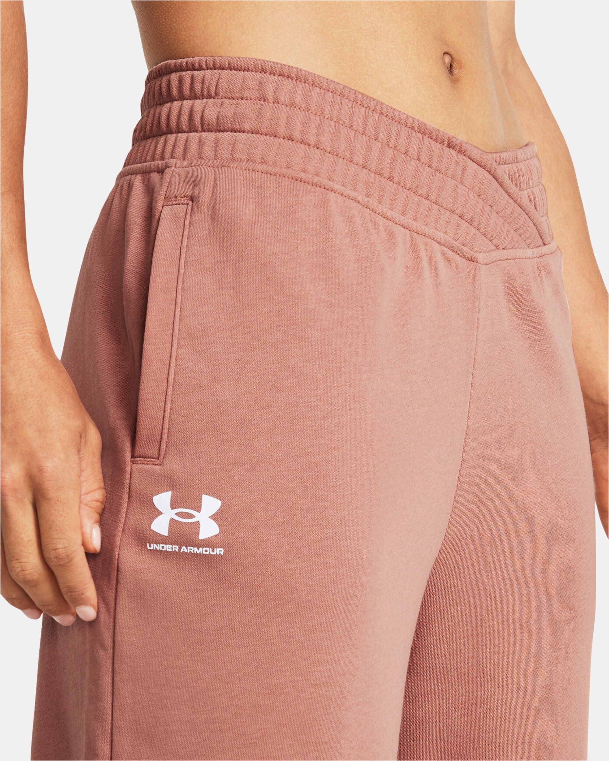 Under Armour Women s UA Rival Terry Wide Leg Crop Pants Brown in KSA