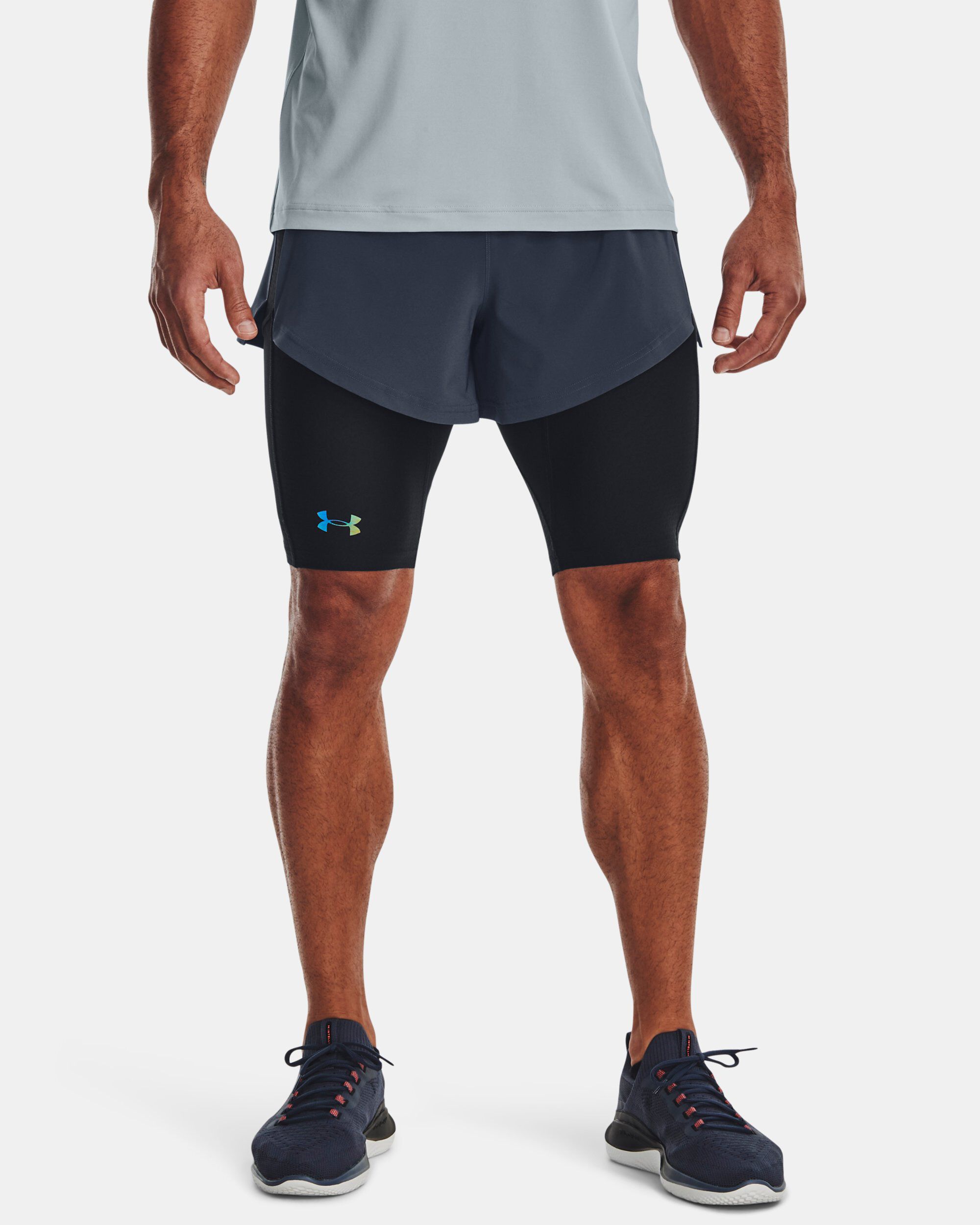 Buy Men s UA RUSH SmartForm 2 in 1 Shorts Grey in KSA Under Armour