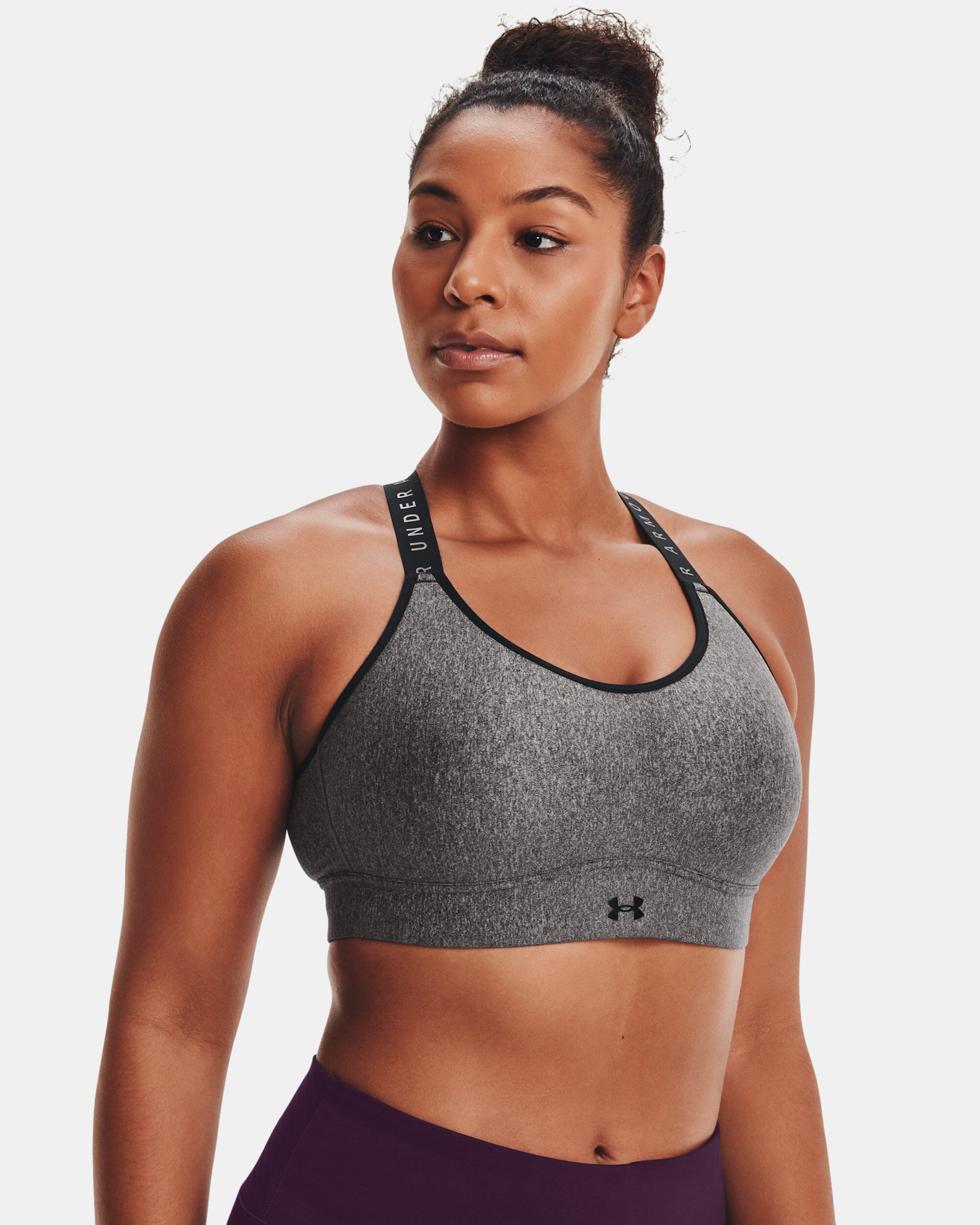 Under Armour Women s UA Infinity Mid Heather Cover Sports Bra Grey