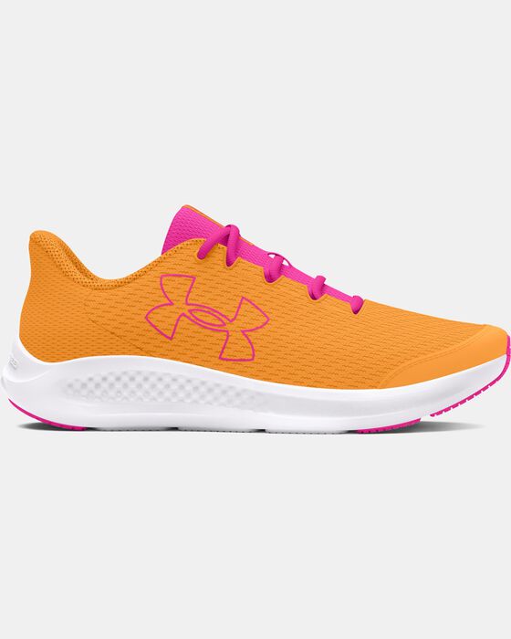 Girls' Grade School UA Charged Pursuit 3 Big Logo Running Shoes image number 0