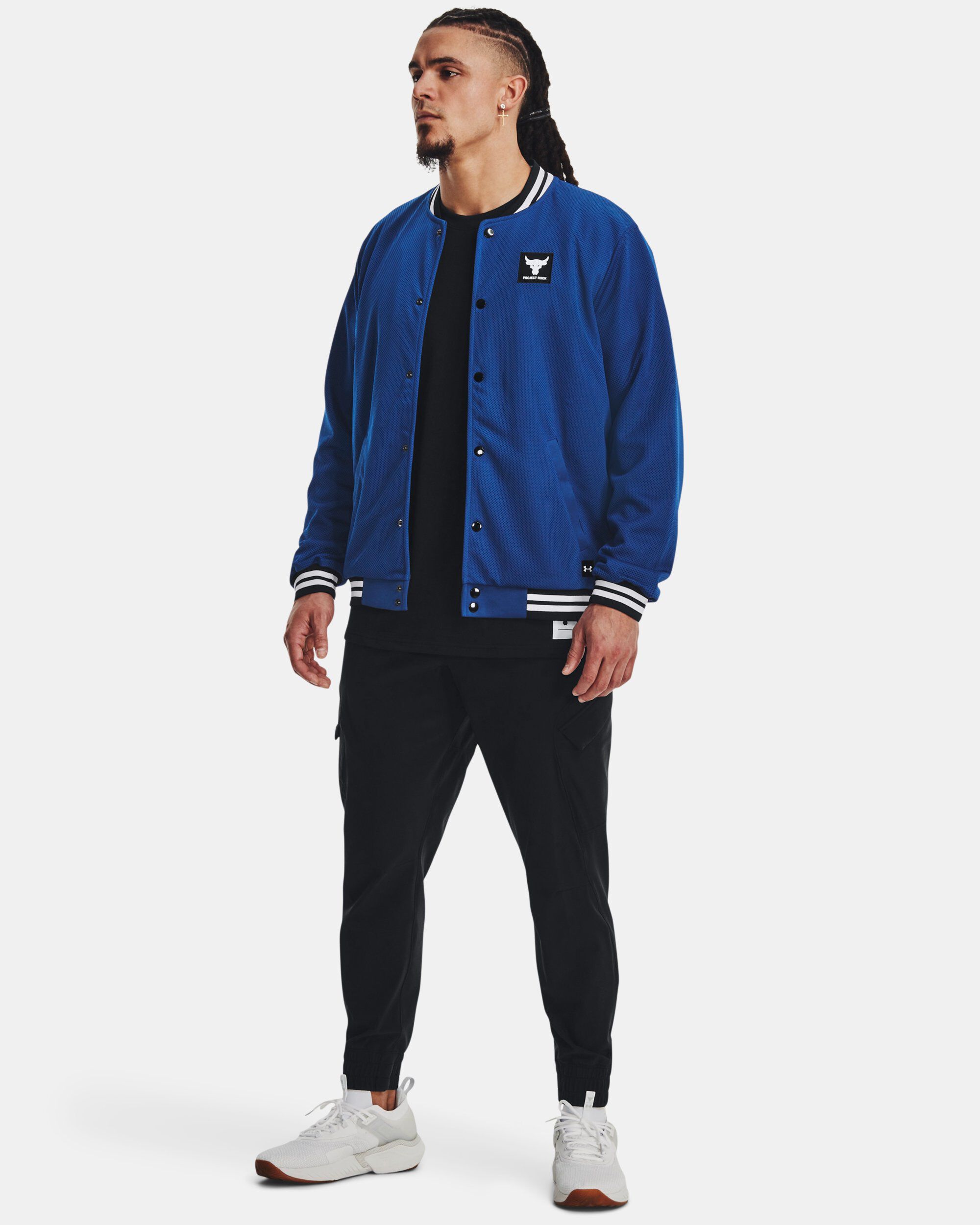Under Armour Men s Project Rock Mesh Varsity Jacket Blue in KSA