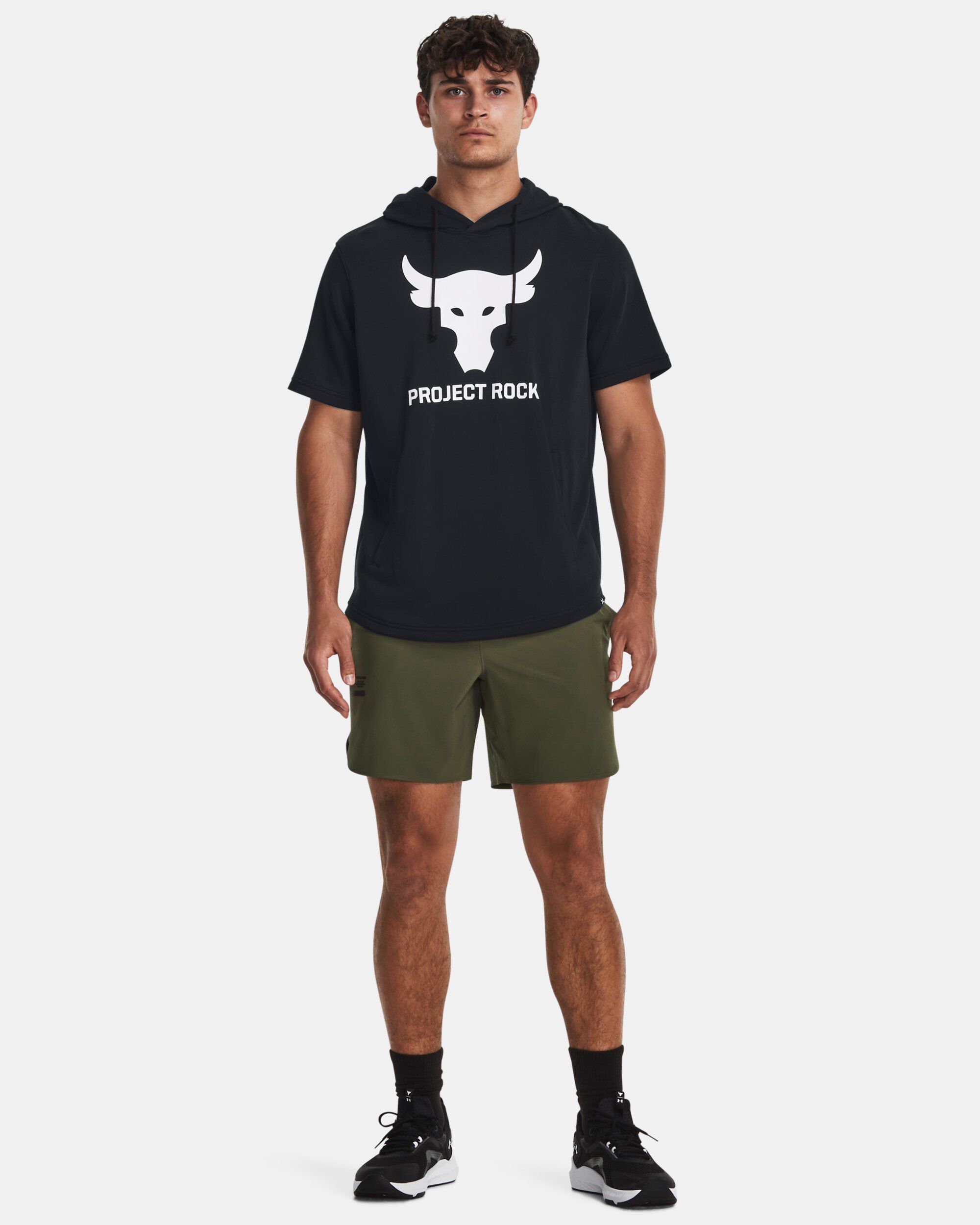 Under Armour Men s Project Rock Terry Short Sleeve Hoodie Black in KSA