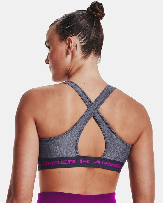Women's Armour® Mid Crossback Heather Sports Bra image number 4
