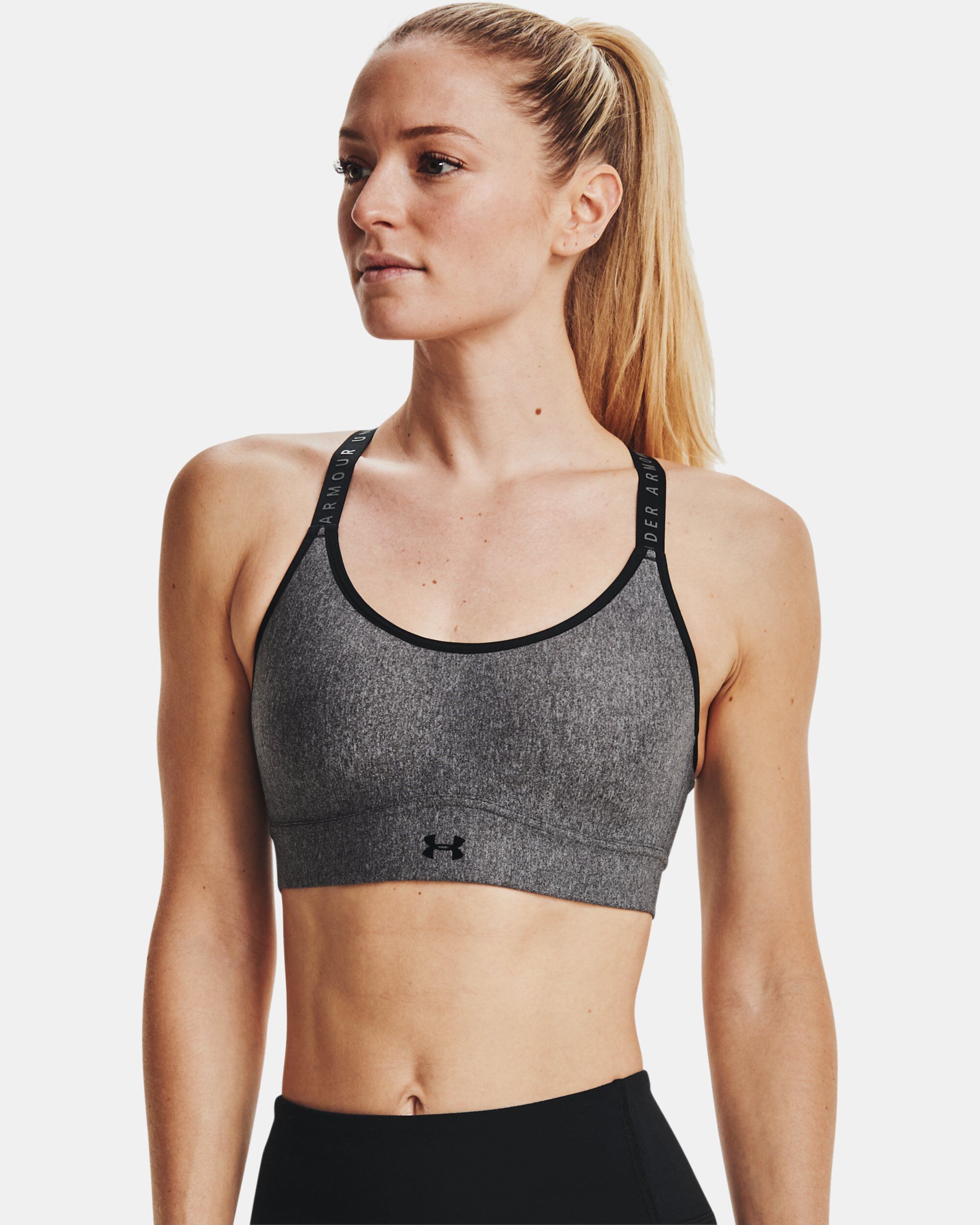 Under Armour Women s UA Infinity Mid Heather Cover Sports Bra Grey