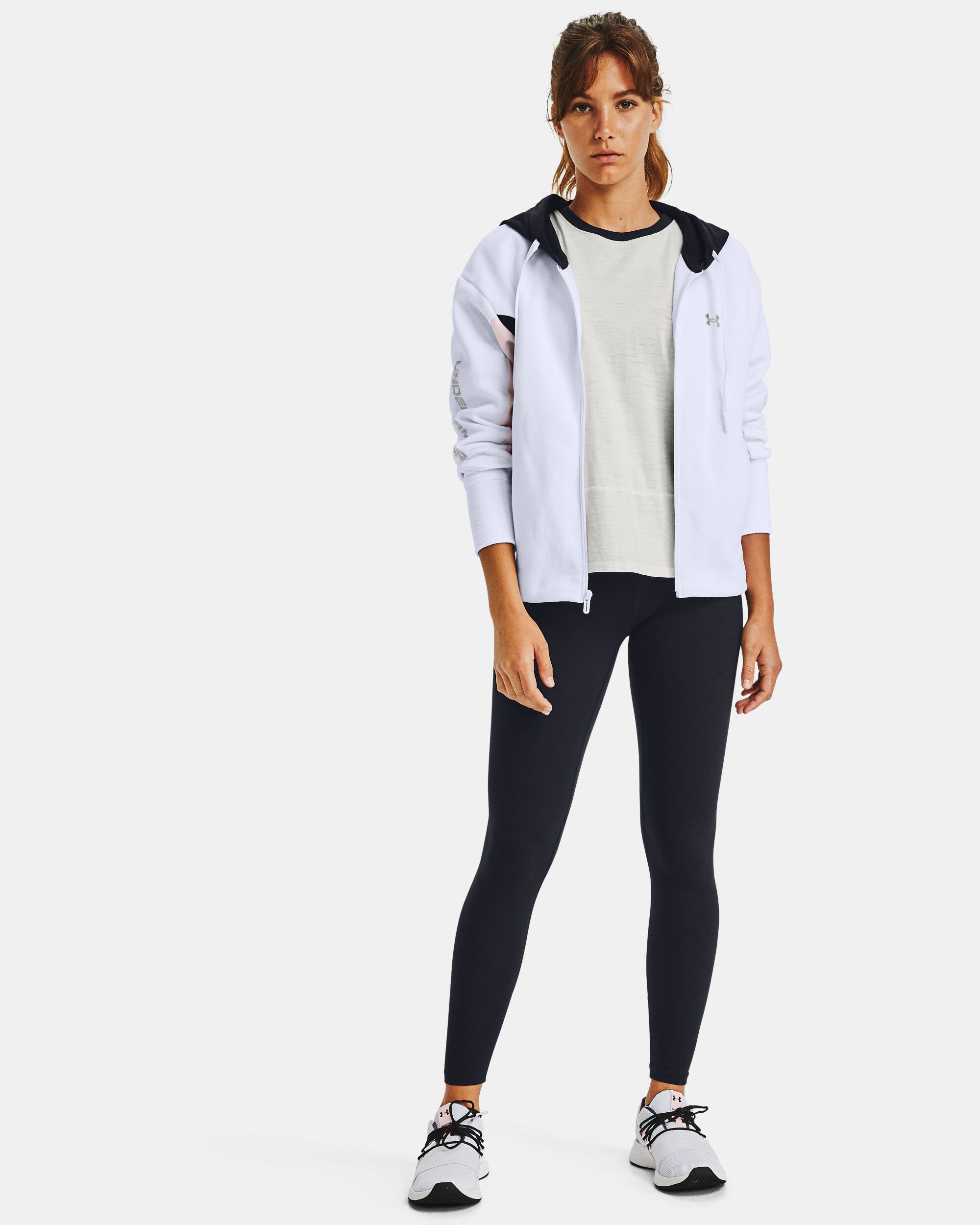 Buy Women s UA Rival Fleece Embroidered Full Zip Hoodie White in KSA Under Armour